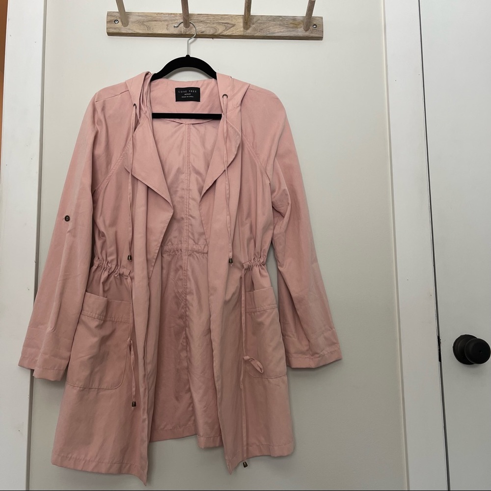Love Tree Baby Pink Light Hooded Spring Jacket - Size M